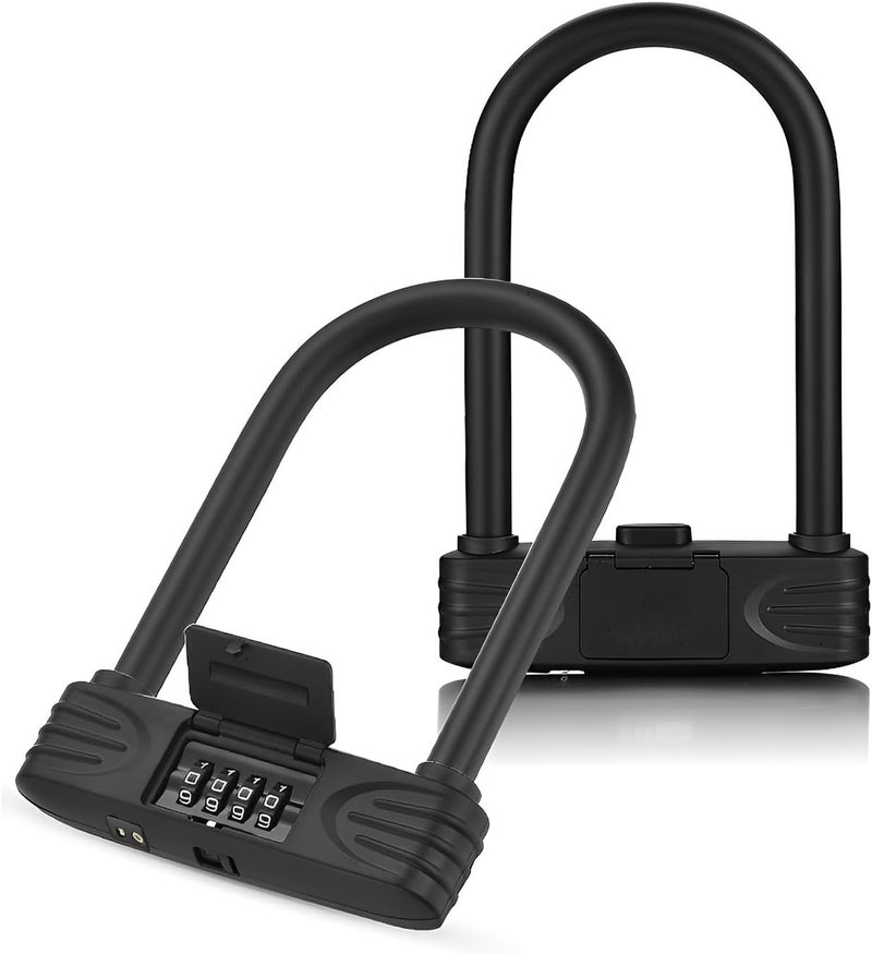 KENRONE Heavy Duty Bike U Lock, 4 Digit Combination Password Bicycle Lock with U-Lock Shackle, Waterproof, No Key, Bike U-Locks for Home, School, Travel - Image 1